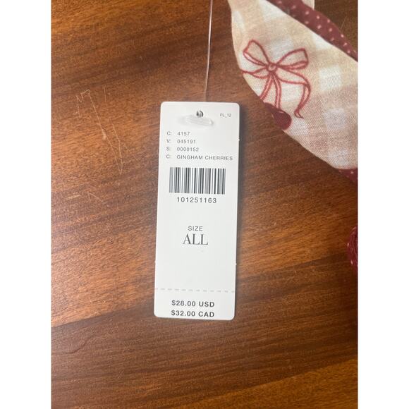 NWT Anthropologie Scarf Gingham Cherries Design Headwear - Picture 3 of 3